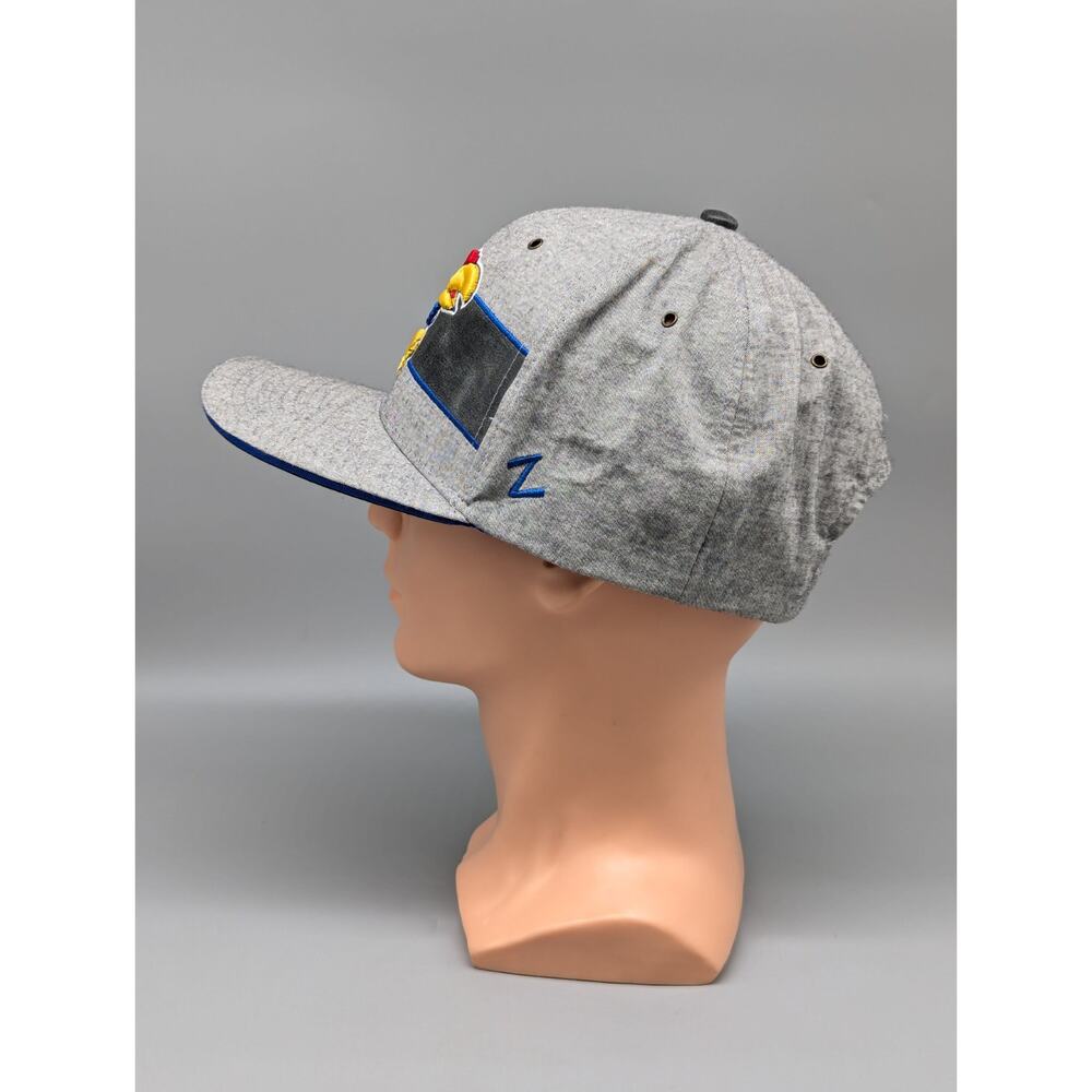 Zephyr Kansas KU Jayhawks Heathered Gray Embroidered Snapback Hat Cap - Picture 3 of 10